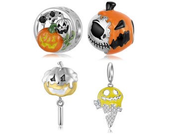 New Halloween Series Evil Pumpkin Charm for Bracelet Ghost Ice Cream Charm 925 Sterling Silver Charms For Pandora Bracelet Charm DIY Jewelry