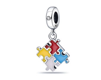 Ciondolo a forma di pezzo di puzzle, ciondolo in argento