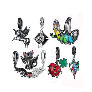 Cnicorn Butterfly Charm For Bracelet, Chameleon Pendant Charm Animal Dangle Charms, Sterling Silver Charms fits Pandora Bracelet Charm Gifts