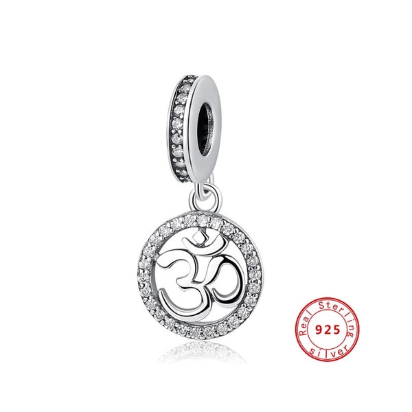 Les charmes de méditation du symbole Om s’adaptent au bracelet Pandora original, aux perles de charme en argent sterling 925 pour les bracelets Moments, au bracelet de charme européen