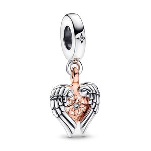 Angel Wings Dangle Charm, 2024 New Charm for Pandora Bracelet Necklace, Sterling Silver Charms, Women Jewelry, Mother&#39;s Day gift