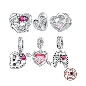 LUXILLA Family Love Charm - 925 Sterling Silver, Mother Daughter Grandma Charm Bead, Fits Bracelets & Necklaces