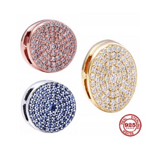 Rose Gold Mesh Reflexions Bracelet Charm, Sparkling Clip Charms, Reflections Charm, Sterling Silver fits for Pandora Bracelet Charm Gifts