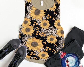 Leopard sunflower. Sublimation design pattern. Summer seamless.