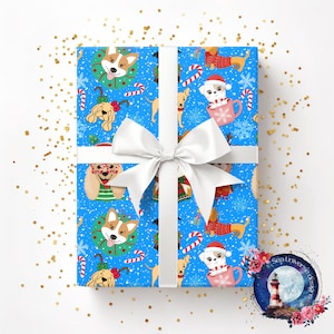 Chiens de Noël. Papier d'emballage, carte, sublimation.