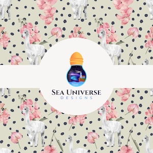 Sweet peas and llamas. DIGITAL FILE, Surface pattern. Seamless. Image clipart.