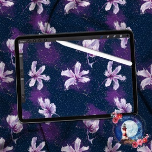 Purple Flowers. Seamless pattern, instant download.
