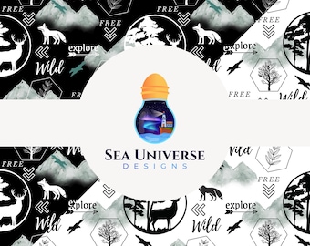 Wild life, BUNDLE digital seamless files, fabric design.