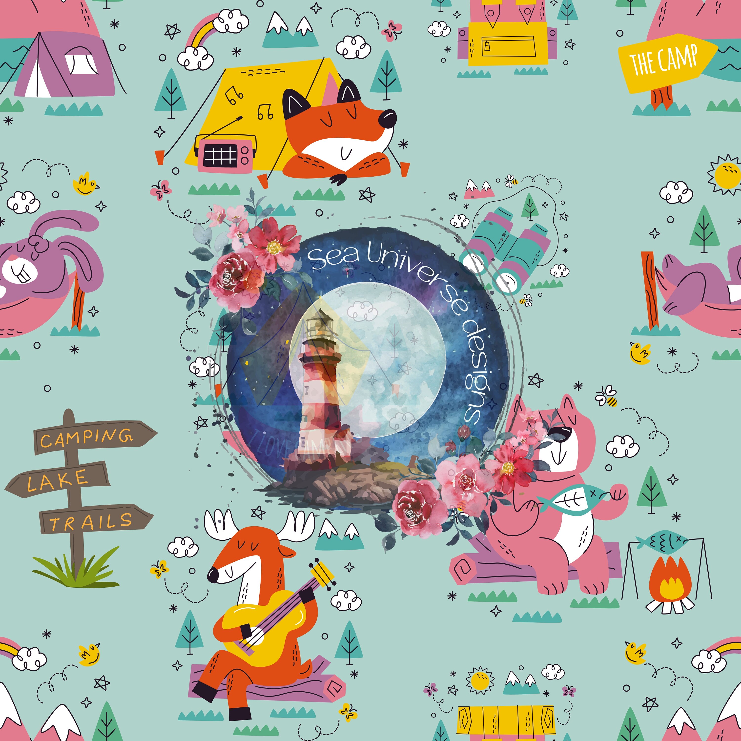Kids Camping. DIGITAL File, Repeat Pattern. - Etsy Canada