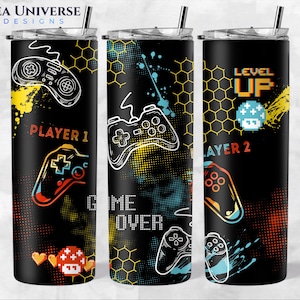 Video games 20oz Skinny Tumbler PNG, Sublimation tumbler design.