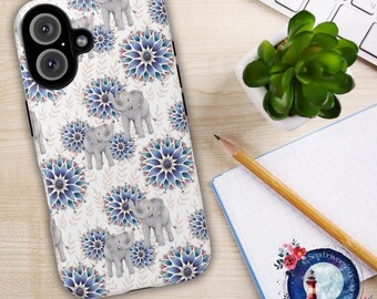 Elephant Tough Phone Case, Dual-Layer Protection, Matte or Glossy Finish, Personalized Gift for iPhone, Samsung Galaxy, Google Pixel, Glossy