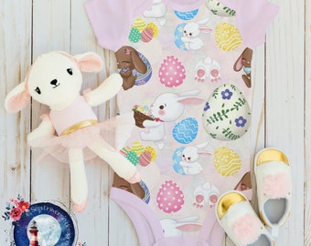 Easter bunnies. Fabric pattern, scrapbooking.