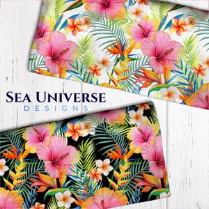 Tropical flowers. BUNDLE seamless design. Summer prints, hibiscus.