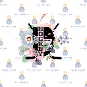 Floral hockey. Digital clipart.