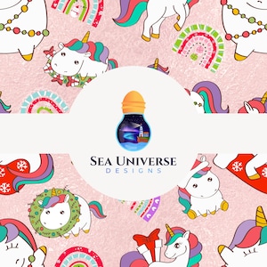 Christmas Unicorns. Seamless pattern design.