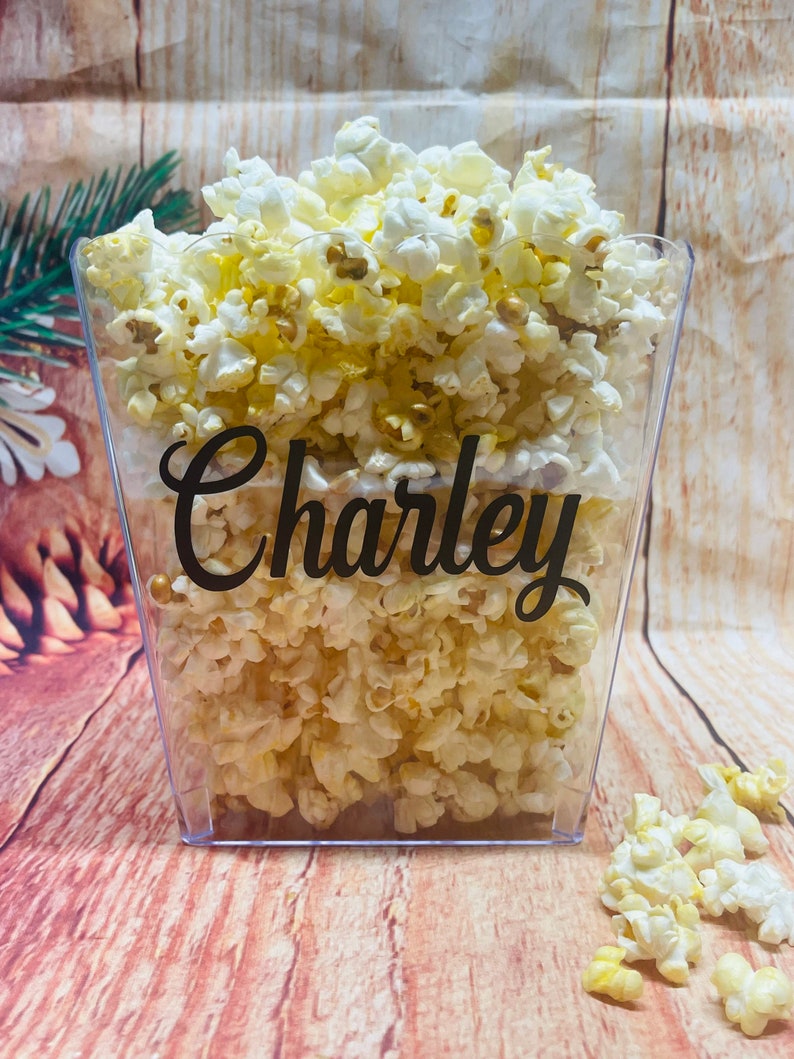 Personalized Popcorn Buckets, Birthday Party, Movie Night, Family Night, Party Favor, Kids Party, Reusable, Favors, Popcorn, Sleepover Favor image 1