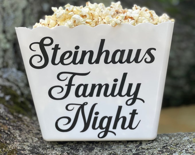 Personalized Popcorn Bowls, Popcorn Bucket, Family Night, Party Favors, Party Decor, Family Gift, Sleepovers, Movie Night