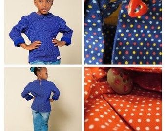 BLUSA bambina, a pois, collo alla Peter Pan, basic, in cotone, in look partner con la mamma