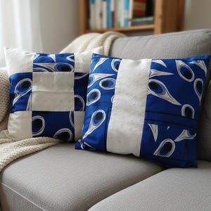 Kissenbezug PATCHWORK Print Dekoration quadratisch Wohnzimmer Büro Sofakissen Stuhlkissen Hotelverschluss hyggelig boho