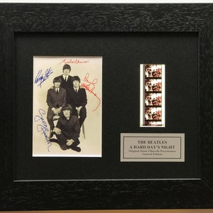 The Beatles A HARD DAY'S NIGHT Repro Signed Print Original 35mm Filmcell Memorabilia + Coa
