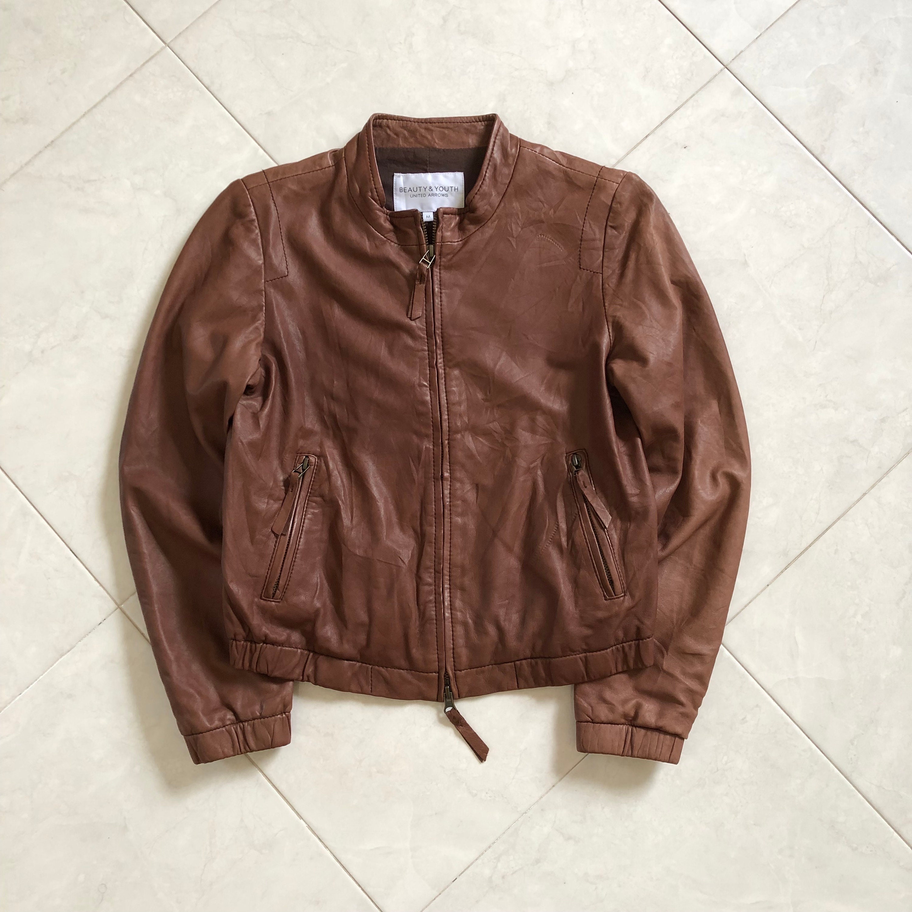 Beauty Youth UNITED ARROWS Zipper Leather Jacket #1260 - Etsy Beauty Youth UNITED ARROWS Zipper Leather Jacket #1260 - Etsy