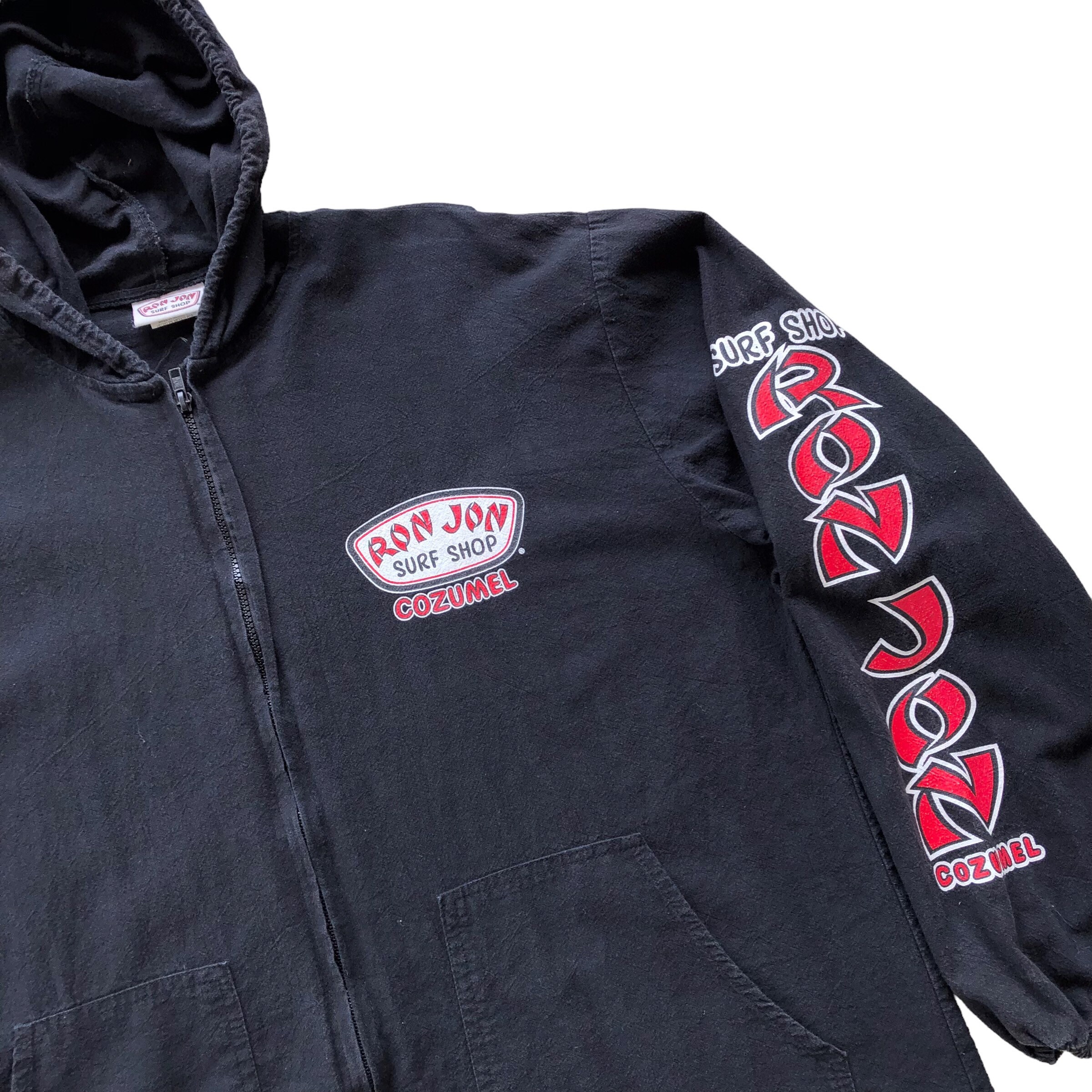 トップス 90s RON JON Full Zip Hoodie Ron Jon Surf Shop Mens Full Zip Sweatshirt Small Dark Navy