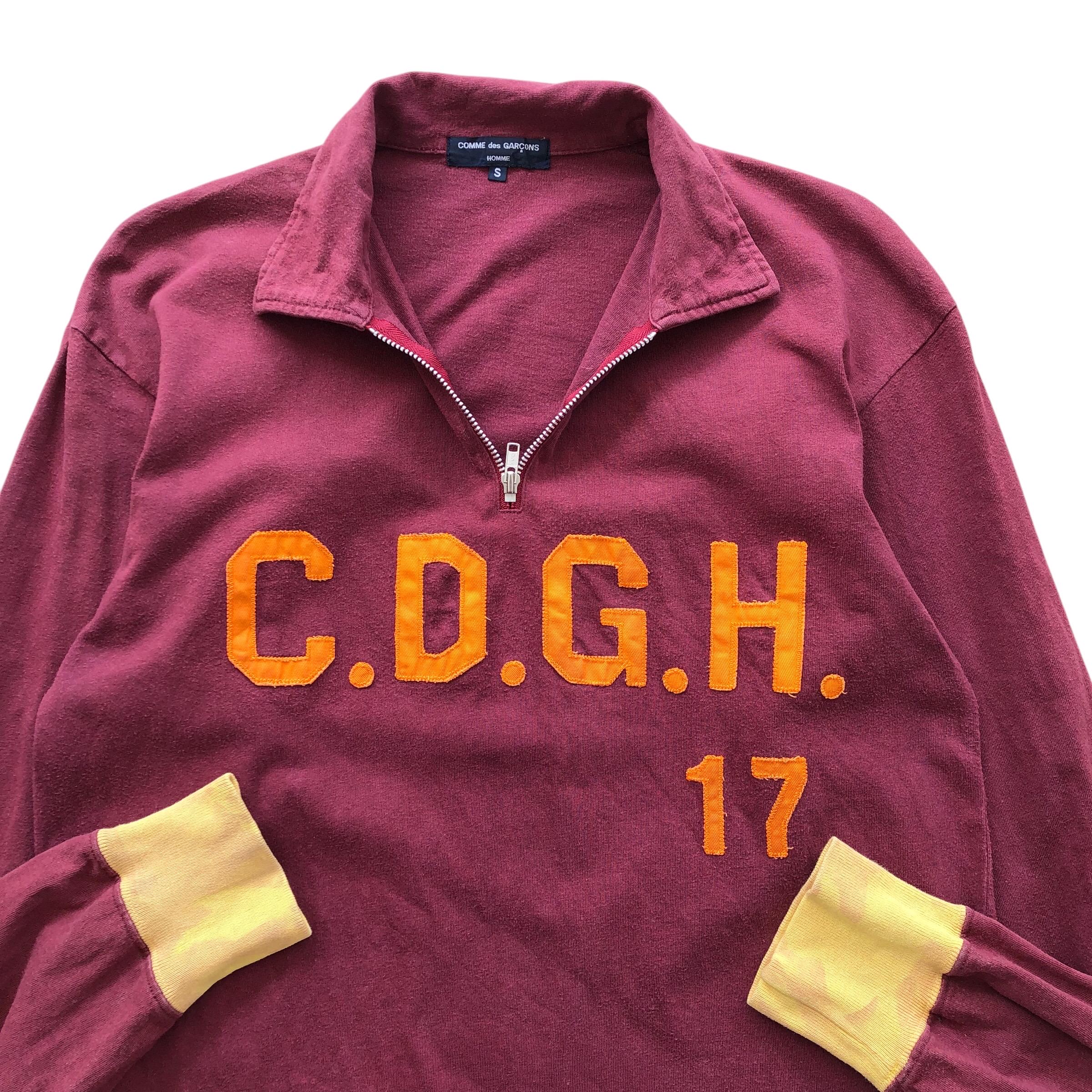 comme des garçons homme half zip tops COMME Des GARCONS Homme Embroidery Logo Half Zip Polo Shirt