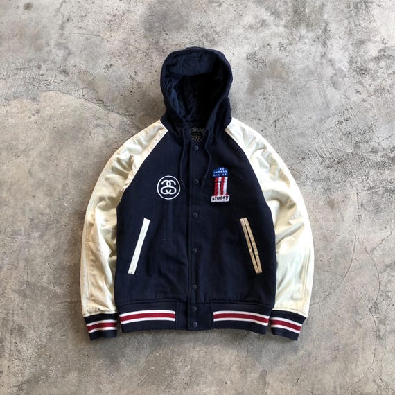 STUSSY Burly Gear Hoodie Varsity Jacket #2263
