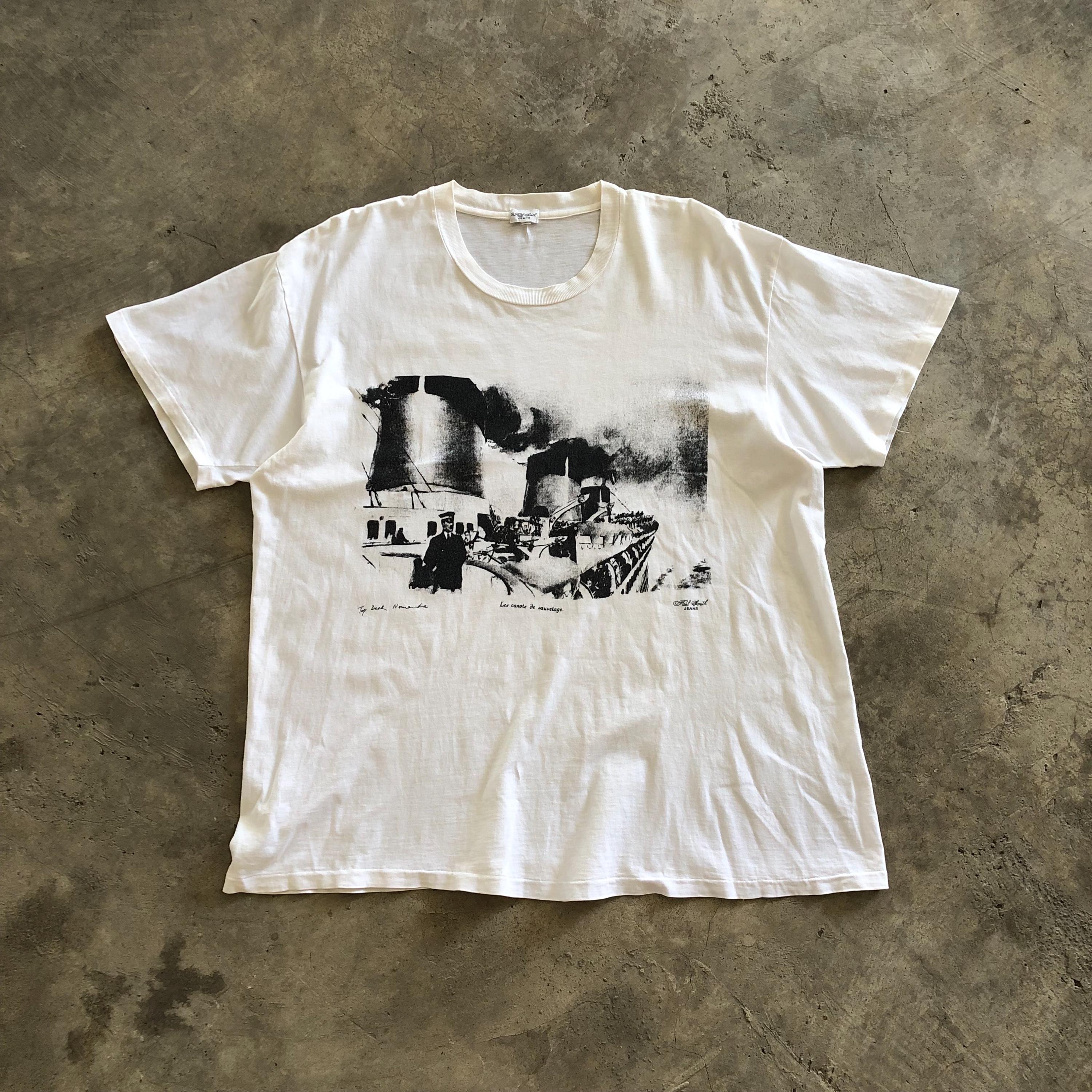 PAUL SMITH Jeans Top Deck Normandie Ship Photoprint T-Shirt #1372