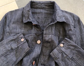291295 HOMME Black Denim Button Jacket #1425 - Etsy