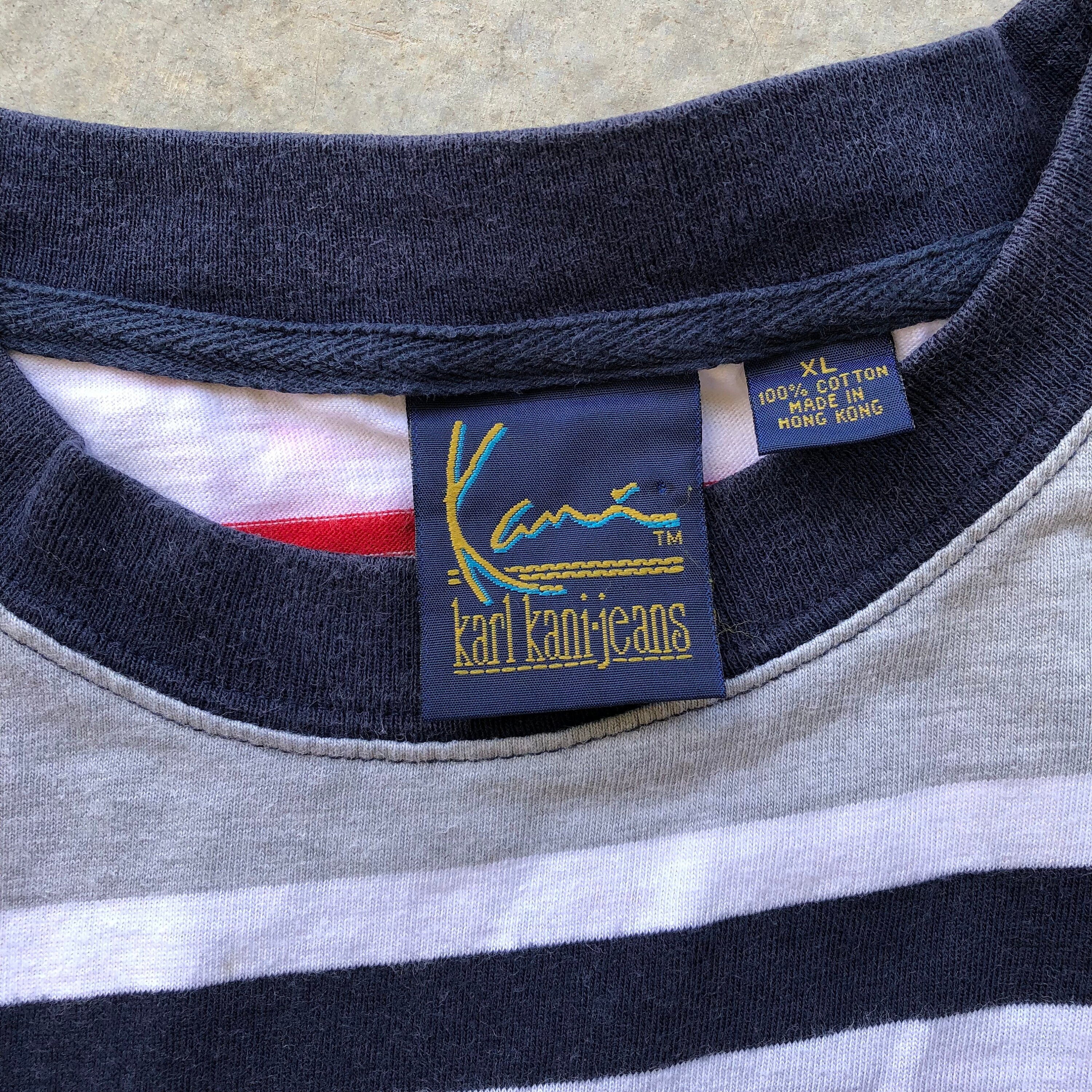 KARL KANI Jeans Embroidery Logo Striped T-shirt #846 - Etsy