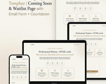 Waitlist Landing Page Template, Coming Soon HTML Tailwind Website, Email Sign Up Launch Page with Countdown Timer, Minimalist Web Design