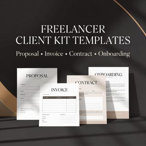Freelance Client Kit Templates | Proposal, Invoice, Contract + Onboarding Emails | PDF Bundle for Designers & Consultants