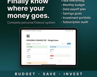 Notion Personal Finance Template, Net Worth Dashboard and Budget Tracker, 2026 Wealth Management OS, Debt Snowball Avalanche Planner