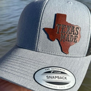 Texas Made Leather Patch Hat, Custom Leather Patch Hats