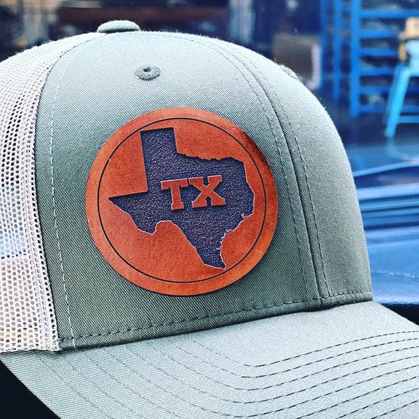 Texas State Circle Leather Patch Hat, Lone Star State