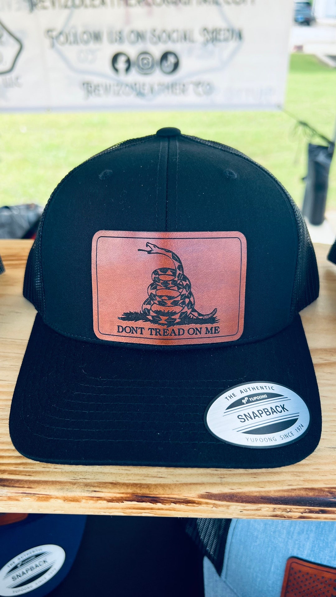 Don't Tread on Me Leather Patch Hat, Custom Leather Patch Hats