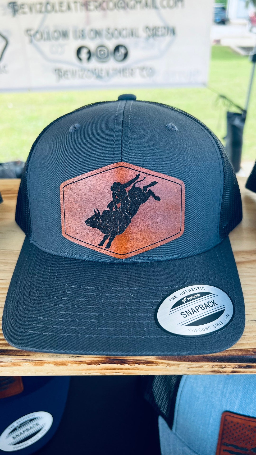 Bull Rider Leather Patch Hat, Custom Leather Patch Hats - Etsy