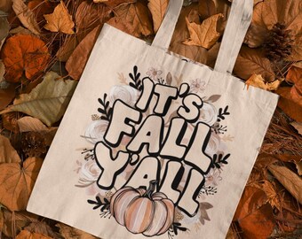 Autumn Pumpkin Canvas Tote Bag: Fall Market Shopping Bag