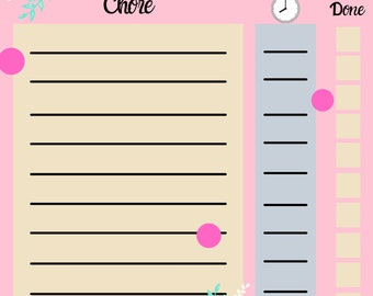 Chore Chart; Printable; Instant dowload; fun planner, Day planner, Daily planner