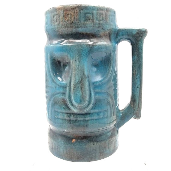 tiki style mugs hand thrown Hand painted studio p… - image 2