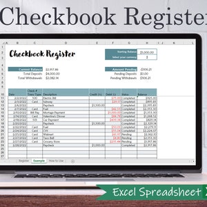 Digitales Scheckbuch Register - MS Excel | Scheckheft Vorlage