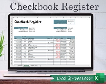 Digital Checkbook Register -  MS Excel | Checkbook Template