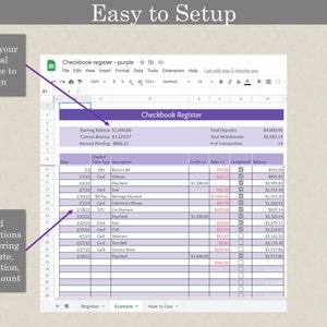 Digital Checkbook Register Google Sheets | Budget & Expense Tracker ...