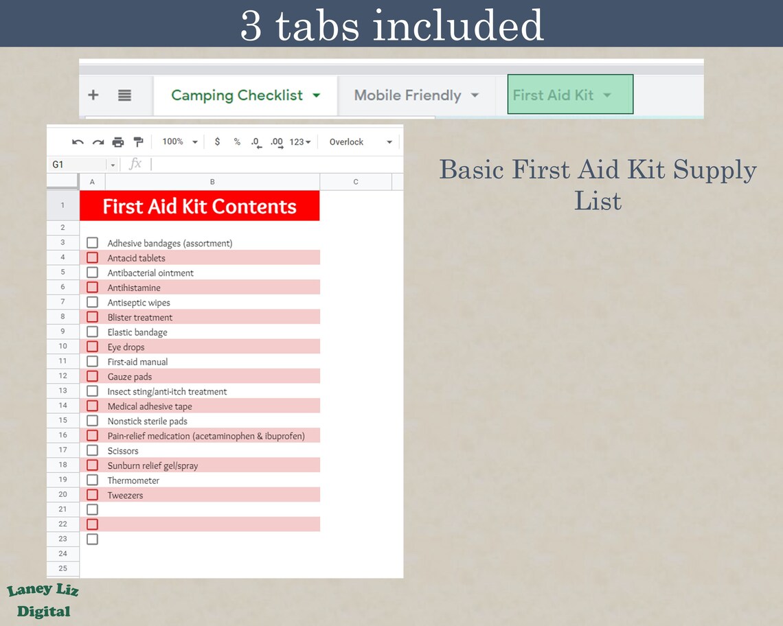 Digital Camping Checklist Google Sheets Camping Planner Etsy