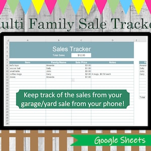 Google Multi Family Sales Tracker | Garage Sale Log | Yard Sale Tracker
