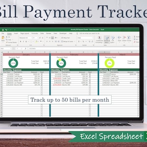 EXCEL Bill Payment Tracker 50 Lines | Monthly Bill Checklist | Spending Tracker