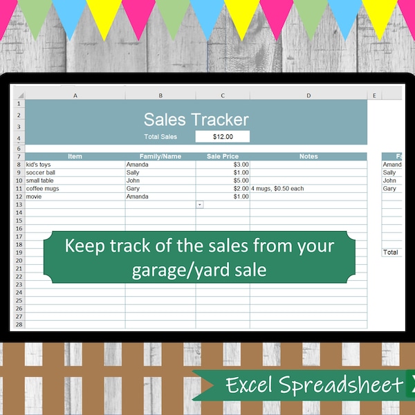 Garage Sale Excel Template Etsy Canada Garage Sale Excel Template Etsy Canada