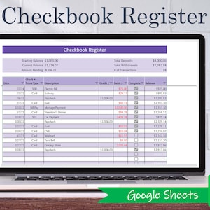 Registre numérique de chéquiers - Google Sheets | Modèle de chéquier
