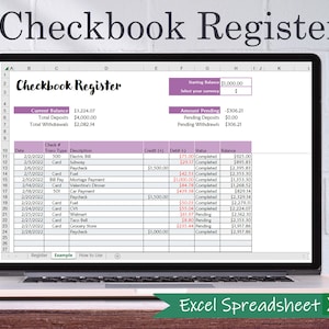 Digitales Scheckbuch Register - MS Excel | Scheckheft Vorlage